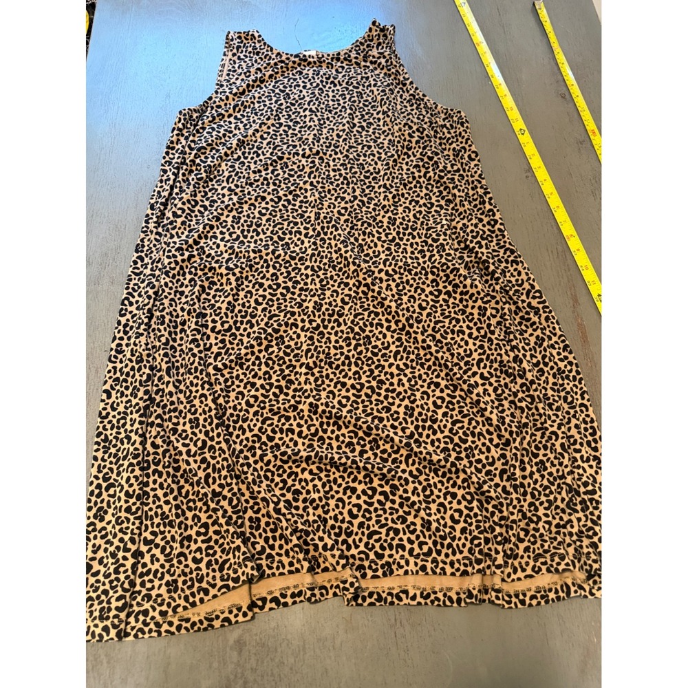 Old Navy Womens XXL Leopard Print Sleeveless Swing Dress Tan Black Animal Print